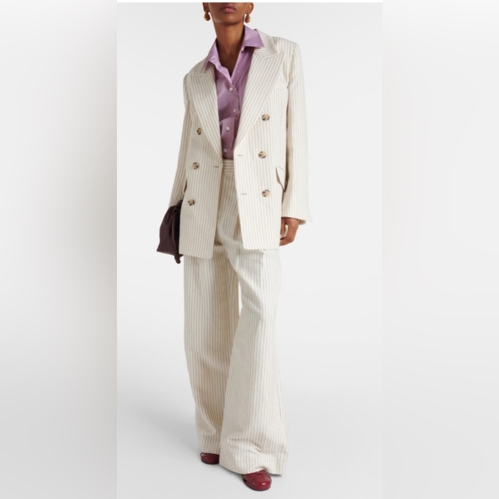 FRAME
Striped cotton and linen blazer